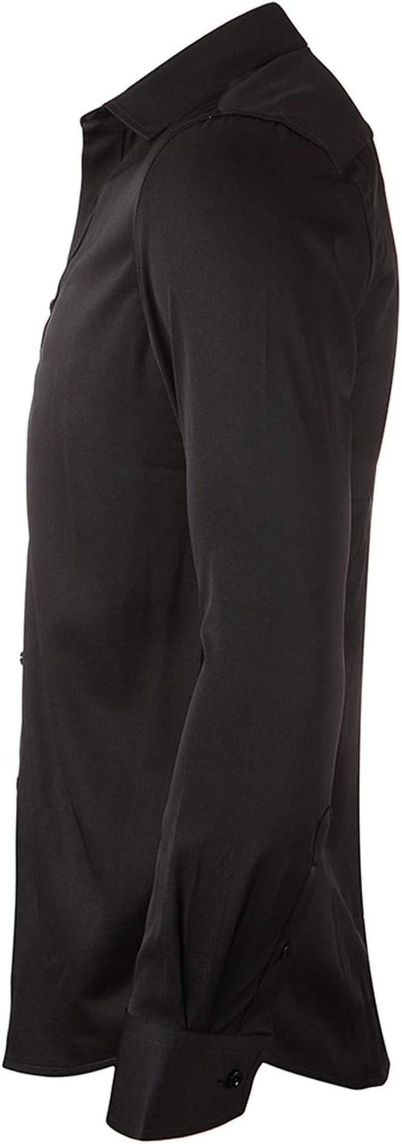 Mens Fiber Casual Button up Slim Fit Collared Formal Shirts, Black Button down Shirt