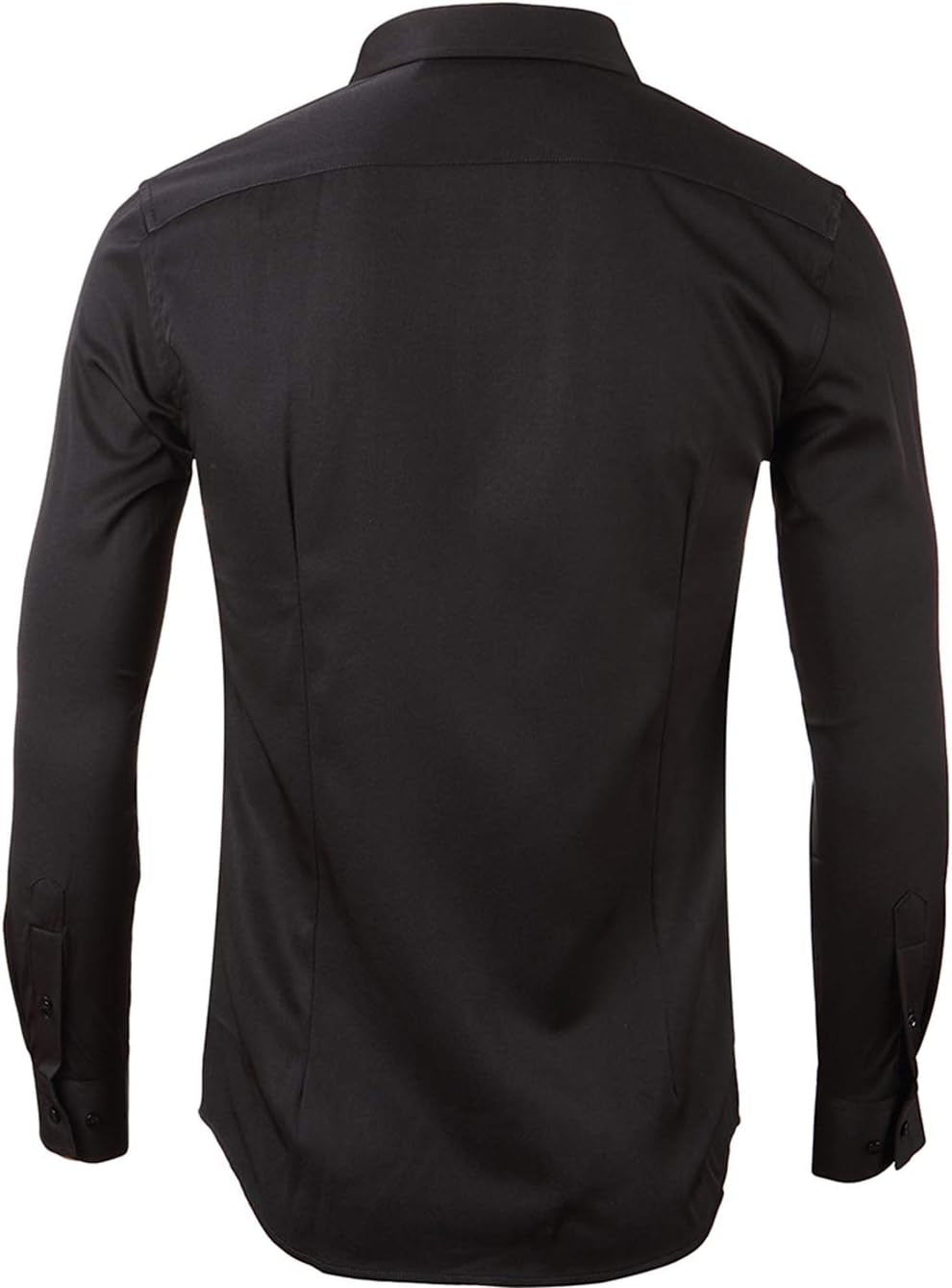 Mens Fiber Casual Button up Slim Fit Collared Formal Shirts, Black Button down Shirt