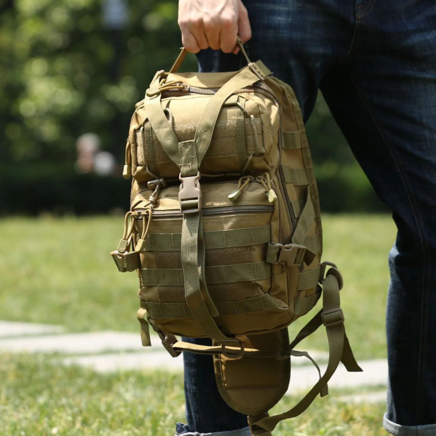 Jupitergear Tactical Military Sling Backpack 15L Shoulder Bag Molle Outdoor Daypack Backpack with Adjustable Strap