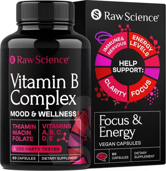 Vitamin B Complex Capsules B Vitamins: B1 B2 B3 B5 B6 B7 B9 B12 Biotin Folic Acid Vitamin C for Energy & Immune Support Supplement Super B Complex for Women & Men'S Nervous System 60 Capsules